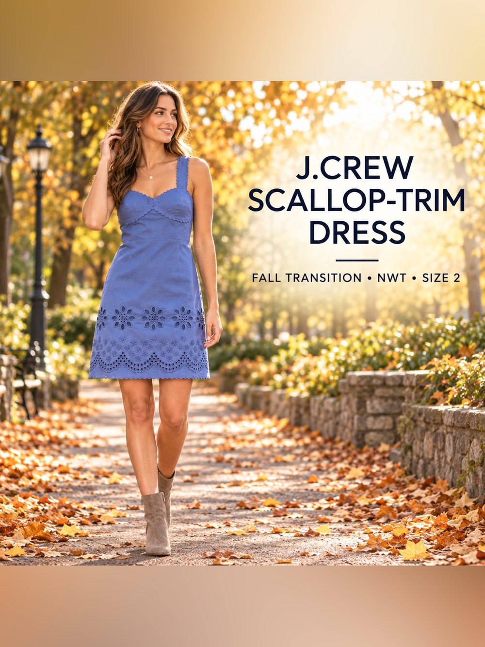 NWT J.Crew Scallop-Trim Eyelet Mini Dress Evening Shadow Size 2